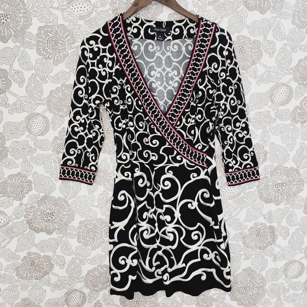 White House Black Market Wrap Printed Mini Shift Dress M